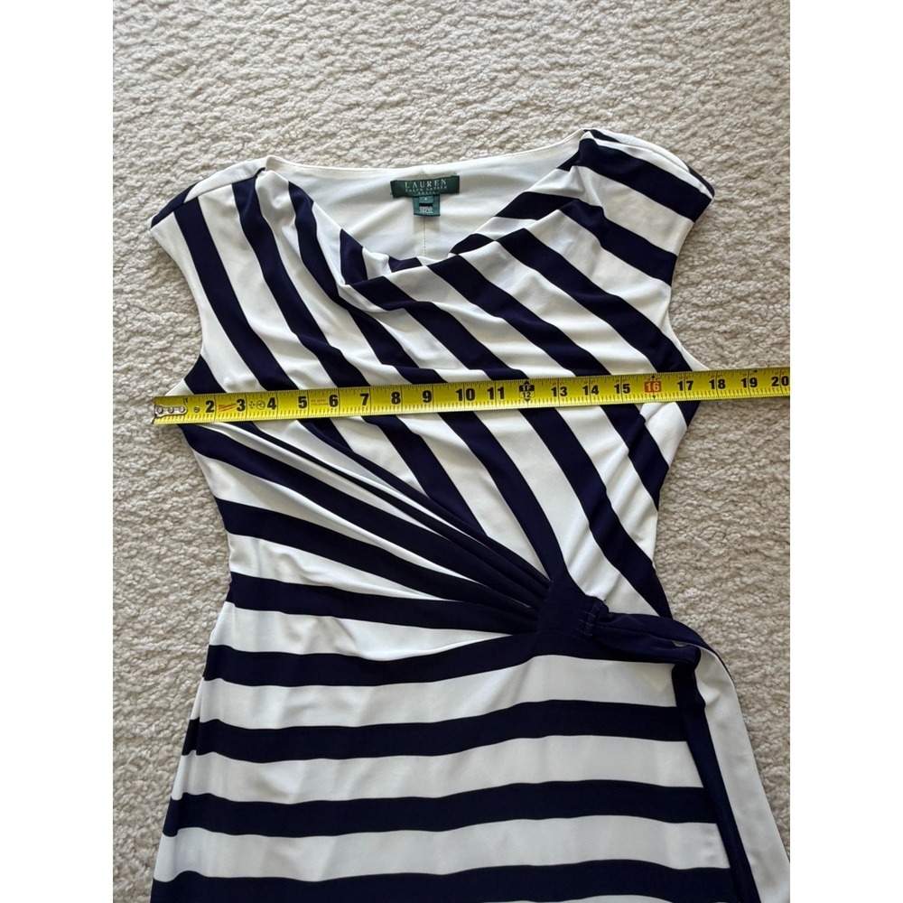 Ralph Lauren Striped Sheath Dress Side Tie‎ Navy White Size 4 - Picture 12 of 15
